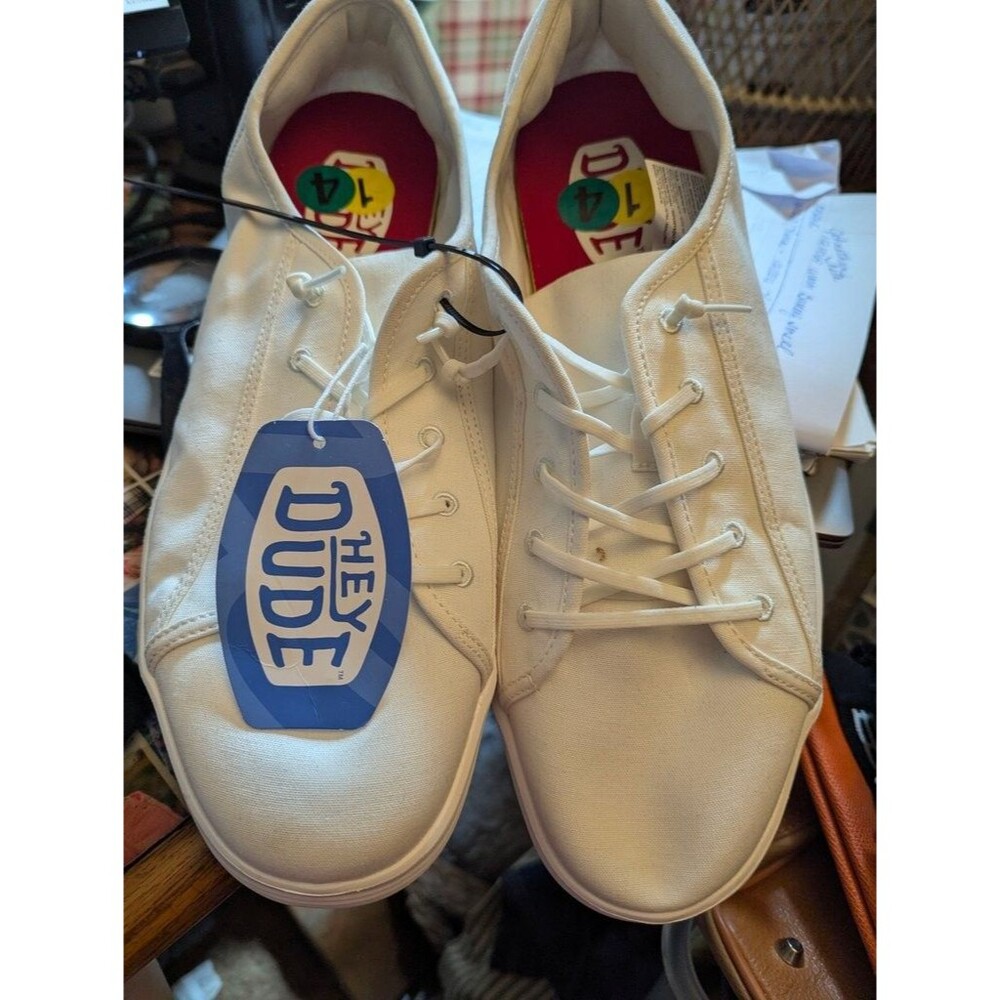 Men's Hey Dude Cody M White Canvas Casual Shoes Sz14 Code 41291-143